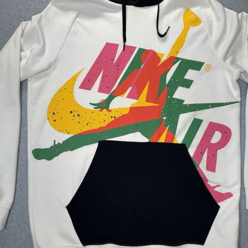 Jordan Hoodie Mens L White Black Jumpman Classics Nike Air Pullover CV7411-100